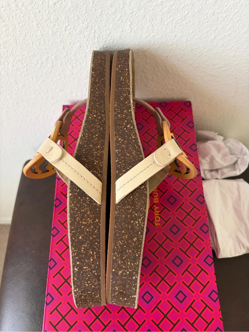 Tory Burch Miller CLOUD Sandals Calf Leather Multi Color Cork 7.5